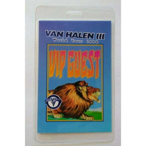 Van Halen III Backstage Pass Original VIP Circus Lion Blue Seal Art 1998 Eddie - Picture 1 of 3